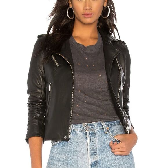 IRO Newhan Leather Jacket in Black - Picture 1 of 10